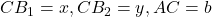 CB_1=x,CB_2=y,AC=b