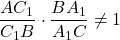 \displaystyle \frac{AC_1}{C_1B}\cdot\frac{BA_1}{A_1C}\ne 1