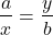 \displaystyle \frac{a}{x}=\frac{y}{b}