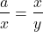\displaystyle \frac{a}{x}=\frac{x}{y}
