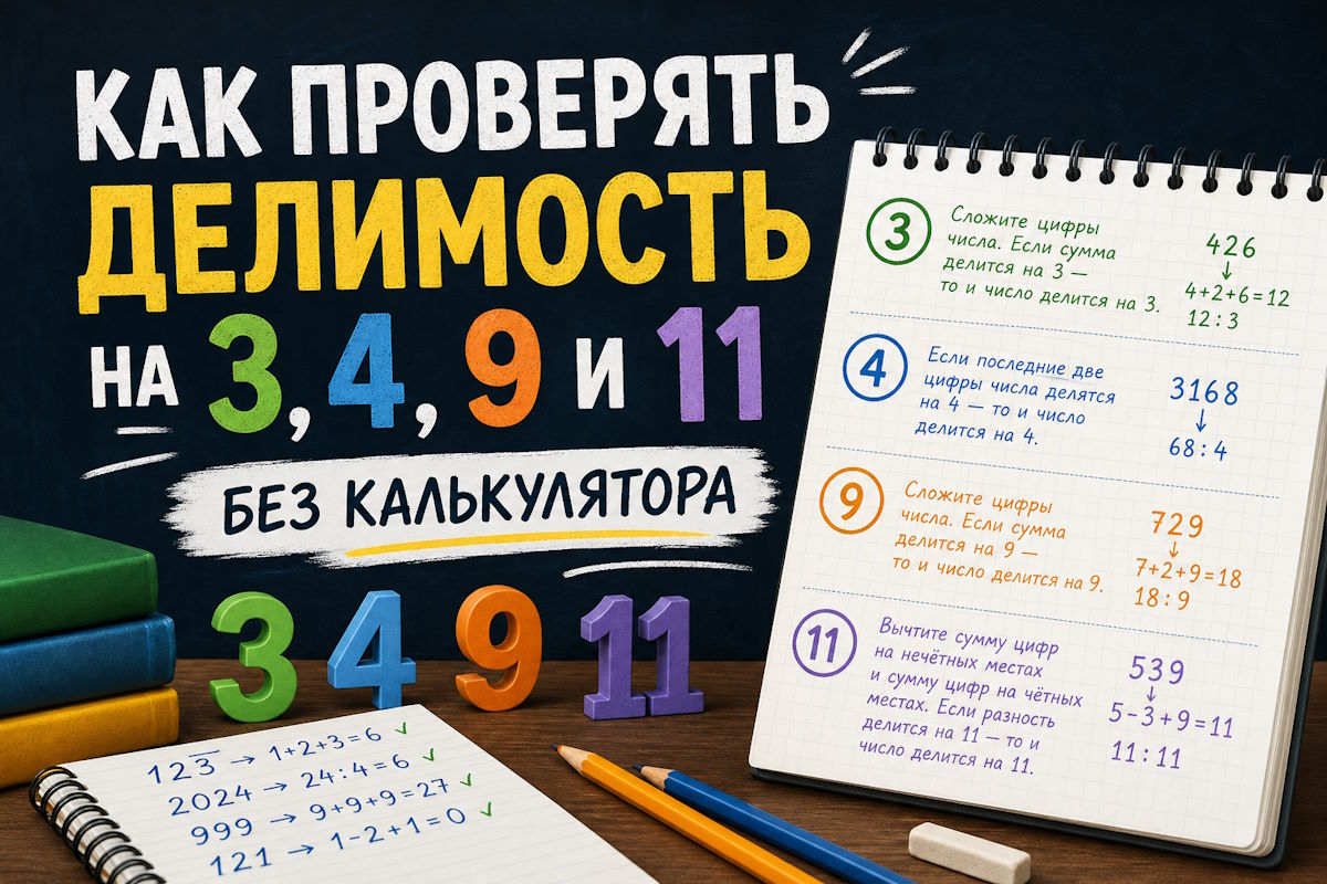 Как проверять делимость на 3, 4, 9 и 11 без калькулятора